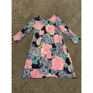 Lilly Pulitzer Ophelia Swing Dress High Tide Navy Blue Hey Hey Bouquet XS